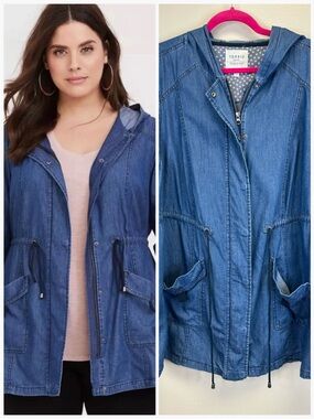 Torrid Denim Hooded Anorak Jacket Outdoor Size 3X Plus Size Camping Hiking
